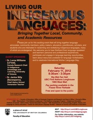 Flier - Living Our Indigenous Languages: Bringing Together Local, Community, and Academic Resources